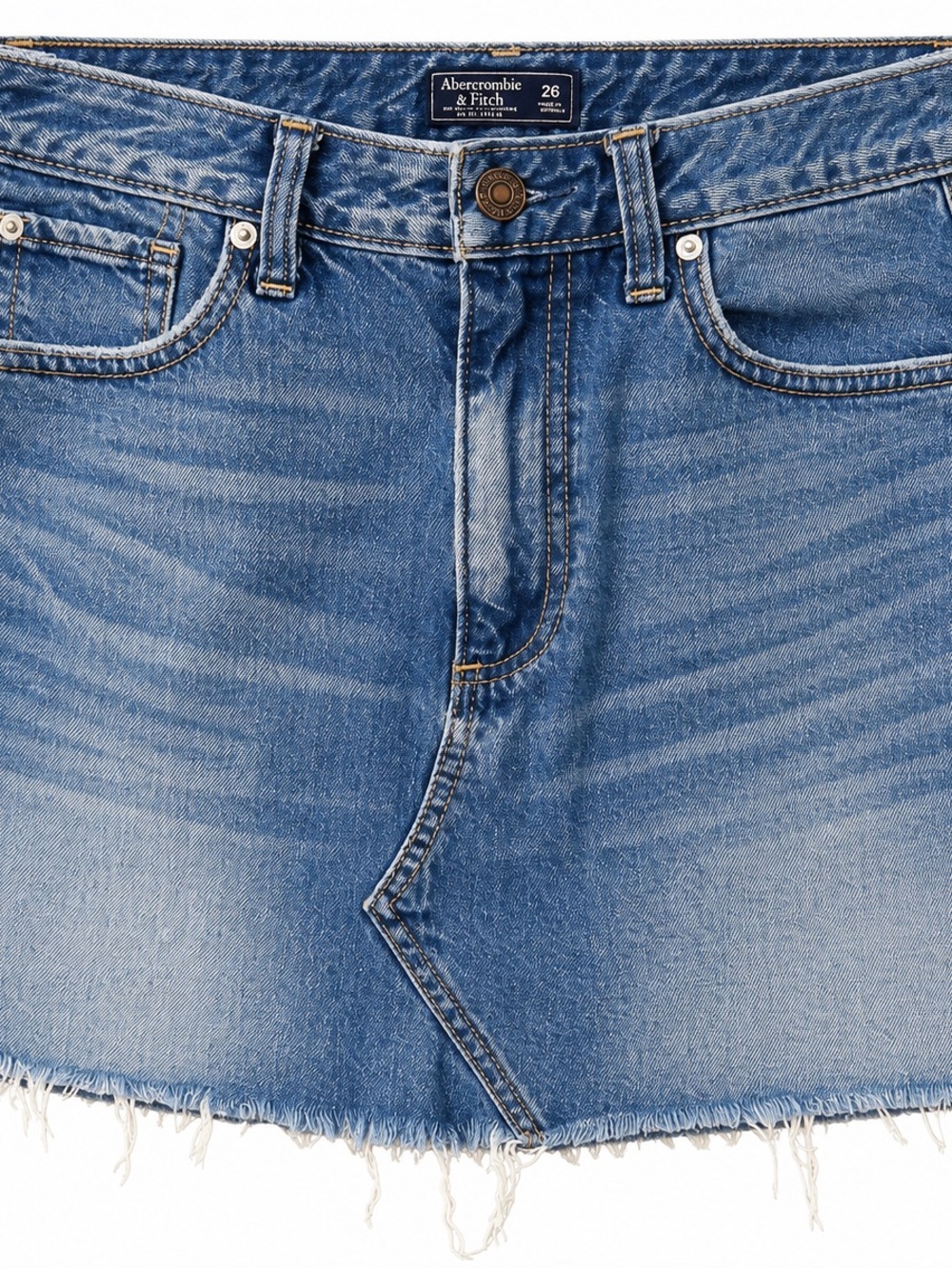 Abercrombie & Fitch Light Blue Washed Denim Midi Skirt